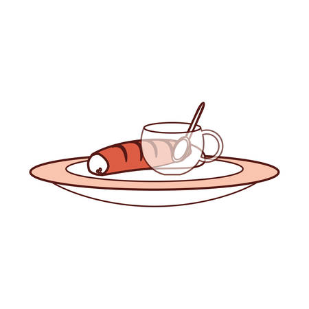 coffee cup and bread icon over white background colorful design vector illustrationのイラスト素材
