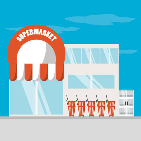 supermarket icon over blue background colorful design vector illustrationのイラスト素材
