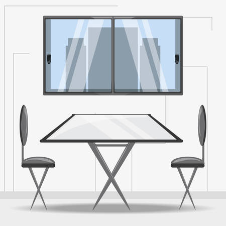 steel dining room and window icon over white background colorful design vector illustrationのイラスト素材