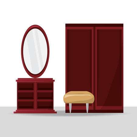wardrobe and mirror icon over white background colorful design vector illustrationのイラスト素材