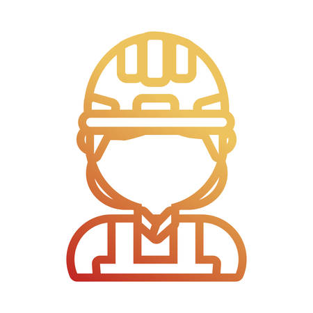 flat line colored  man   construction worker over white background  vector illustrationのイラスト素材