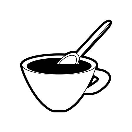 monocromatic  coffee cup and  spoon  over white background vector illustrationのイラスト素材
