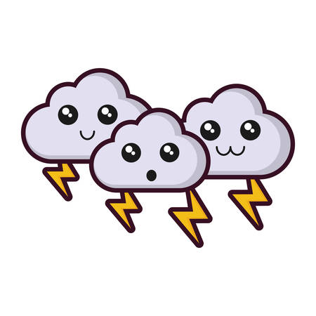 clouds and thunders icon over white background vector illustrationのイラスト素材