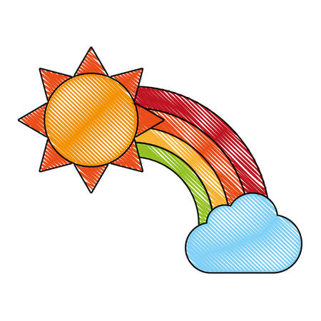 sun and rainbow icon over white background vector illustrationのイラスト素材