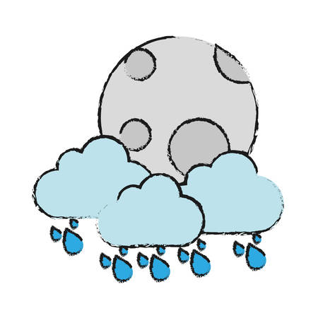 moon and clouds icon over white background vector illustrationのイラスト素材
