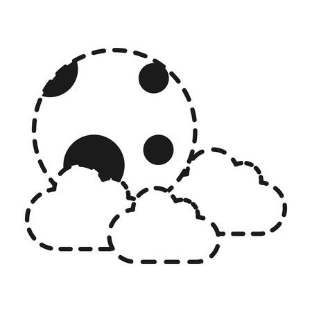 Cloud and moon icon over white background vector illustration.のイラスト素材