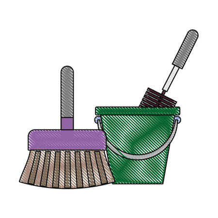 broom icon over white background vector illustrationのイラスト素材