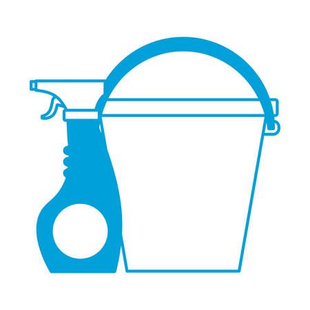 bucket and cleaning equipment icon over white background vector illustrationのイラスト素材