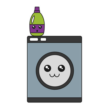 kawaii washing machine icon over white background vector illustrationのイラスト素材