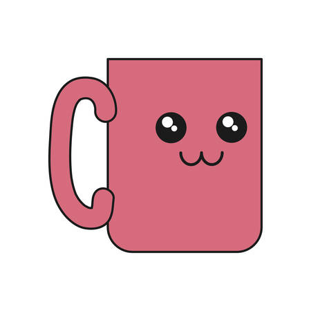 kawaii coffee mug icon over white background vector illustrationのイラスト素材