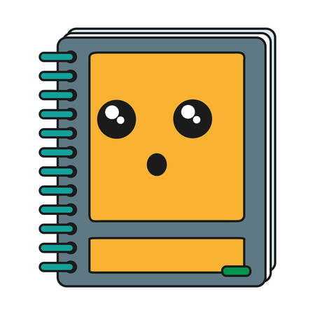 kawaii notebook icon over white background vector illustrationのイラスト素材