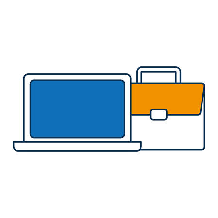 laptop computer and briefcase icon over white background vector illustrationのイラスト素材