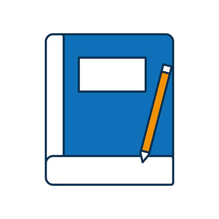 Academic book and pencil icon over white background vector illustration.のイラスト素材