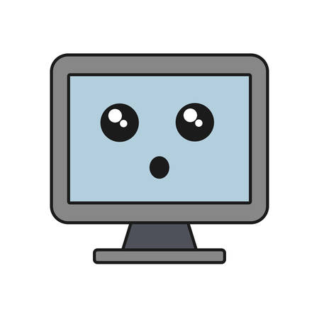 kawaii computer icon over white background vector illustrationのイラスト素材