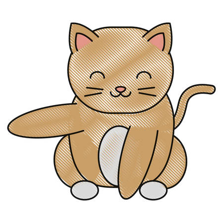 Cute cat icon over white background vector illustrationのイラスト素材