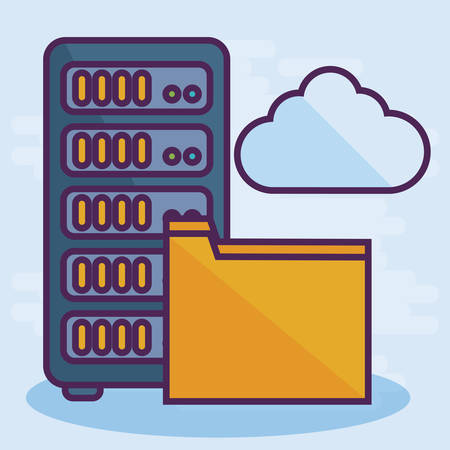 Database disk storage with cloud and folder iconのイラスト素材