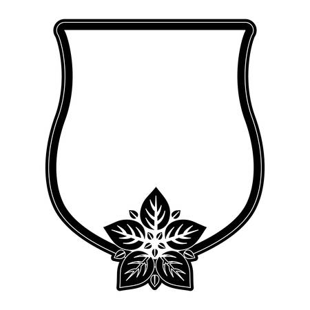 Monocromatic shield with leaves.のイラスト素材