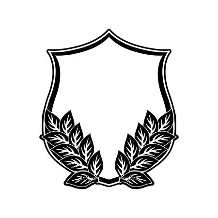 Monocromatic round ethnic frame with leaves illustration.のイラスト素材