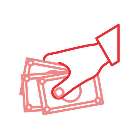 hand with money bills icon over white background vector illustrationのイラスト素材
