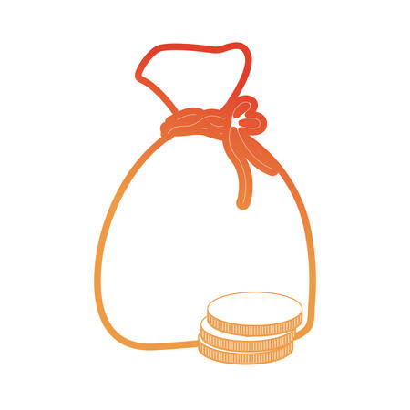 flat line colored money bag over white background   vector illustrationのイラスト素材
