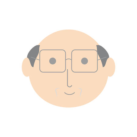 colored  old man  head  over white background  vector illustrationのイラスト素材