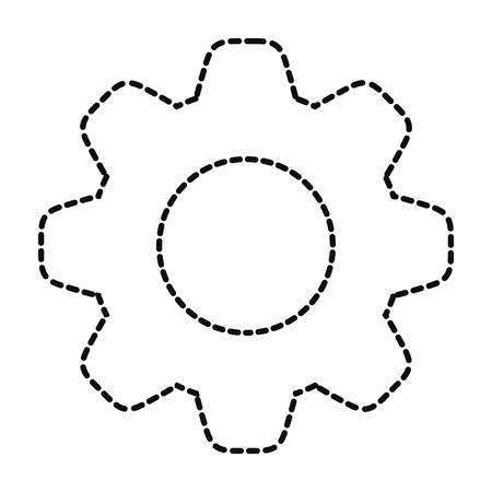 flat line uncolored gear sticker  over white background  vector illustrationのイラスト素材