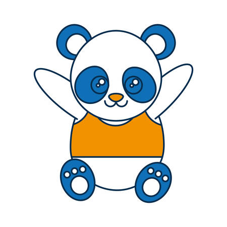 Cute panda bear icon over white background colorful design  vector illustrationのイラスト素材
