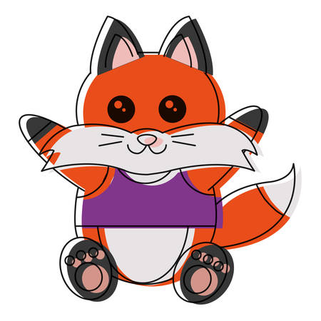 cute fox icon over white background colorful design vector illustrationのイラスト素材