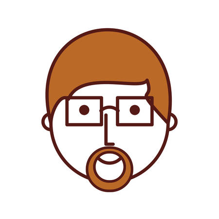 cartoon man with glasses icon over white background colorful design vector illustrationのイラスト素材