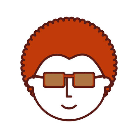 cartoon man with glasses icon over white background colorful design vector illustrationのイラスト素材