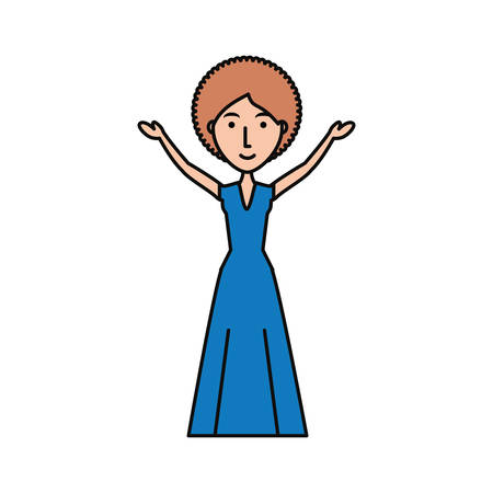 cartoon woman wearing a dress  icon over white background vector illustrationのイラスト素材