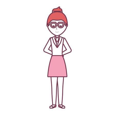 Cartoon woman standing icon over white background colorful design vector illustrationのイラスト素材
