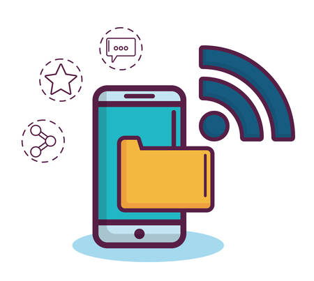smartphone and social network related icons over white background colorful design vector illustrationのイラスト素材