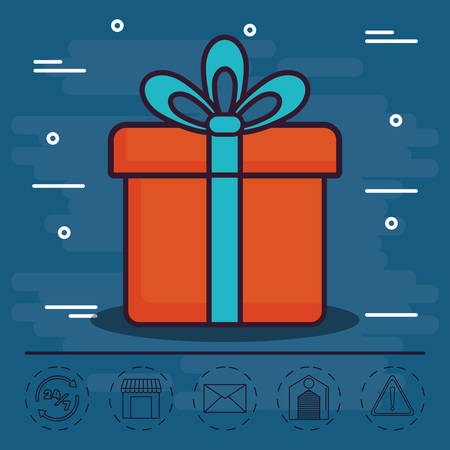 Gift and icon set of logistic transportation and delivery theme Vector illustrationのイラスト素材