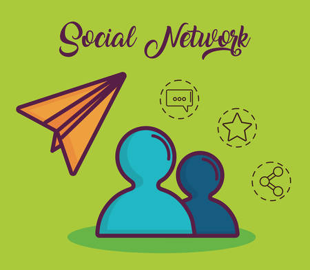 avatar people and social network related icons over green background colorful design vector illustrationのイラスト素材