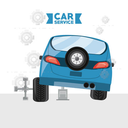 Automobile and wheel of car service and machine repair theme Vector illustrationのイラスト素材
