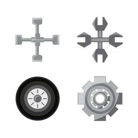 Tools of car service and machine repair theme Vector illustrationのイラスト素材