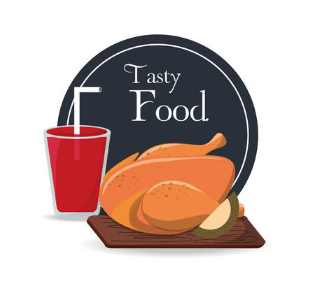 Chicken and juice of tasty food menu and restaurant theme Vector illustrationのイラスト素材