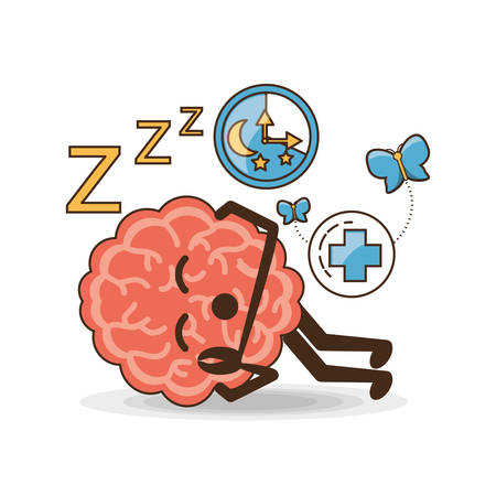 Brain cartoon of mental heath mind and peaceful theme Vector illustrationのイラスト素材