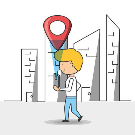 Gps and boy of travel navigation and route theme Vector illustrationのイラスト素材