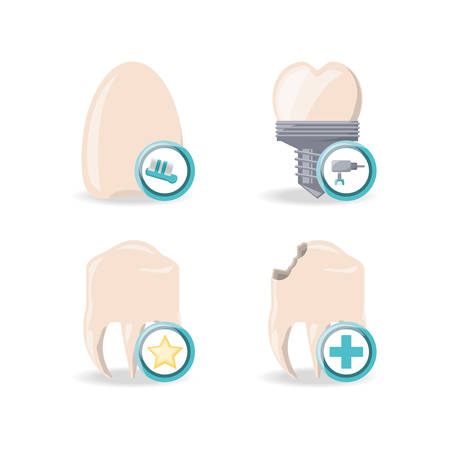 Teeth and tools of dental care health hygiene and medical theme Vector illustrationのイラスト素材