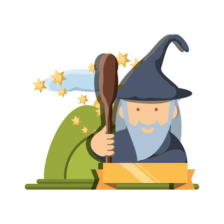 Sorcerer of fairytale fantasy and magic theme Vector illustrationのイラスト素材