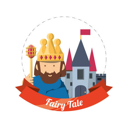 Castle and king of fairytale fantasy and magic theme Vector illustrationのイラスト素材
