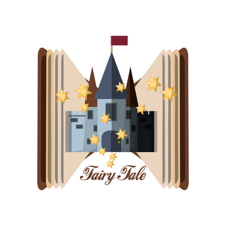Book and castle of fairytale fantasy and magic theme Vector illustrationのイラスト素材