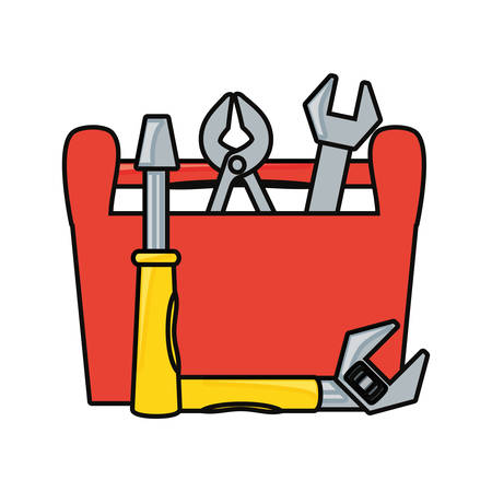 toolbox with repair tools icon over white background vector illustrationのイラスト素材