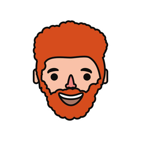 cartoon man face icon over white background colorful design vector illustrationのイラスト素材