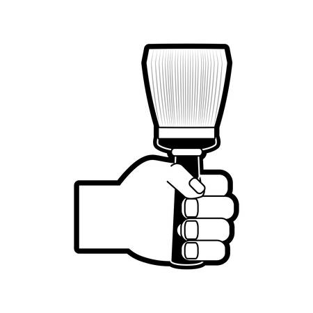 hand holding a paint brush icon over white background vector illustrationのイラスト素材