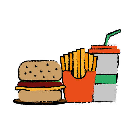 hamburger french fries and drink cup icon over white background vector illustrationのイラスト素材