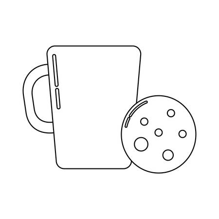 coffee mug and cookie icon over white background vector illustrationのイラスト素材
