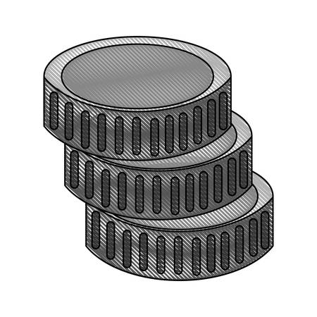 money coins icon over white background vector illustrationのイラスト素材